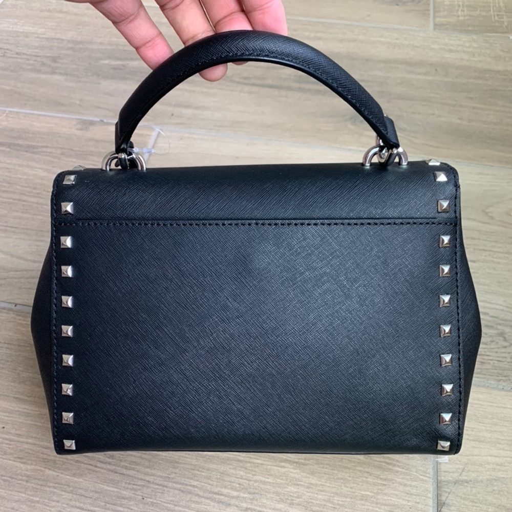 Michael Kors Ava Small Top Handle Studd Black Leather Satchel Brand New. - Picture 3 of 7